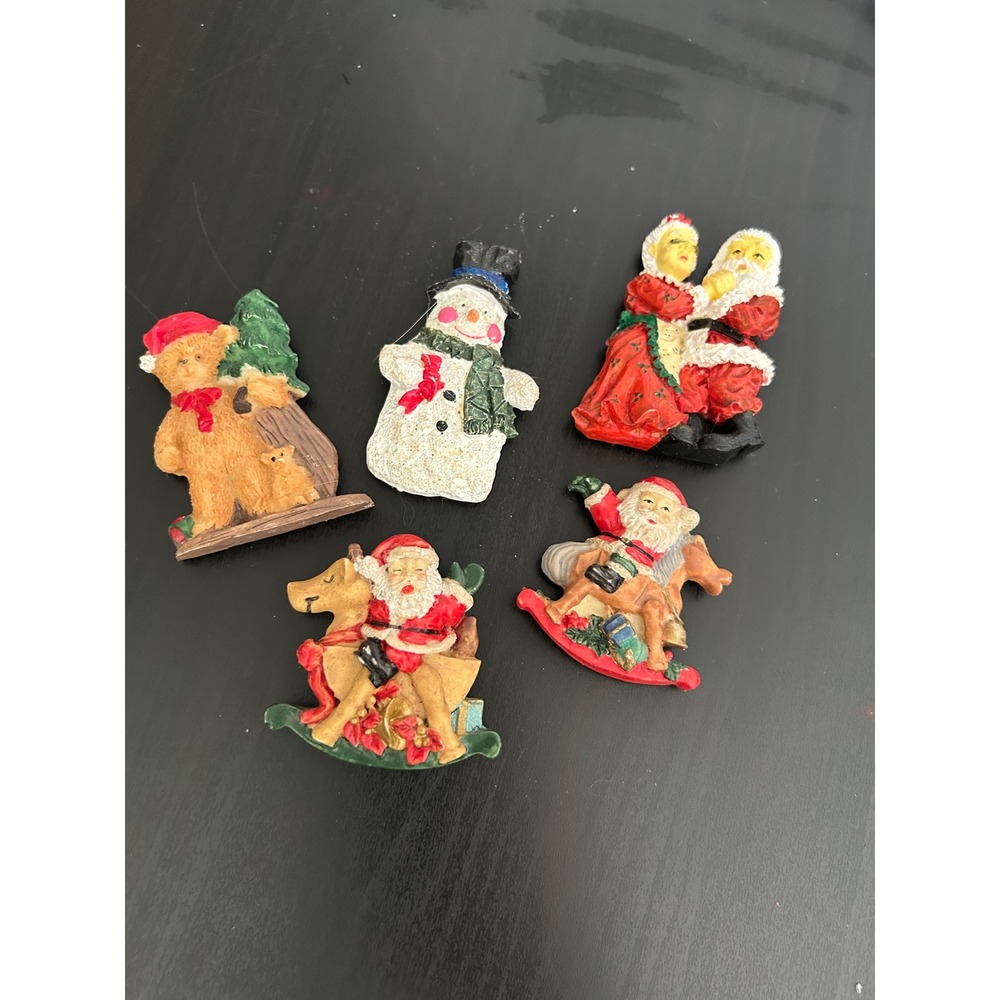 Refrigerator Magnets Christmas Red Green White Resin Santa Snowman Lot Bulk Lot